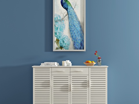  现代鞋柜 装饰柜 边柜 装饰画3d模型 