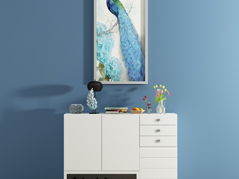  现代鞋柜 装饰柜 边柜 装饰画3d模型 