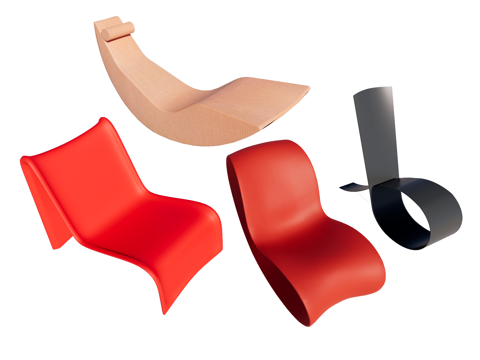  现代 躺椅 摇椅 休闲椅 木椅 皮椅su模型 