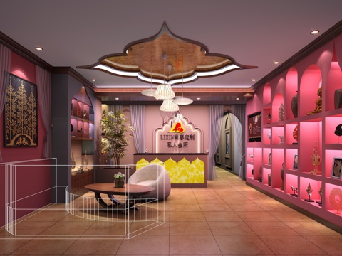  泰式美容院大厅3d模型 