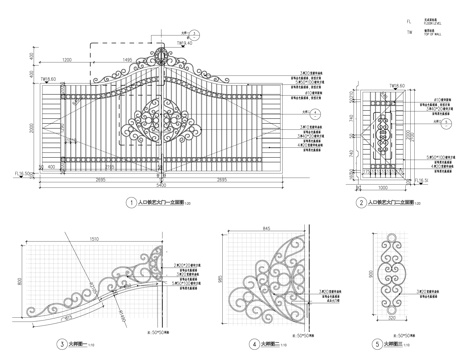  入口大门详图cad施工图 
