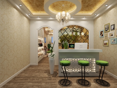  现代美容店一楼 休息区3d模型 