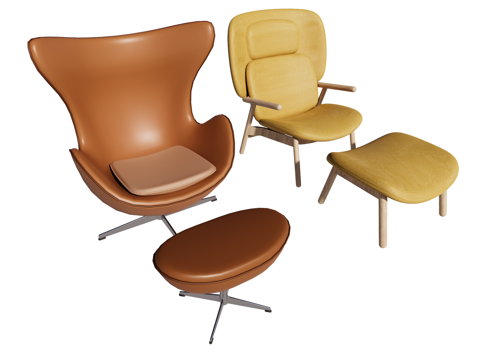  现代 躺椅 休闲椅 皮椅 布椅su模型 