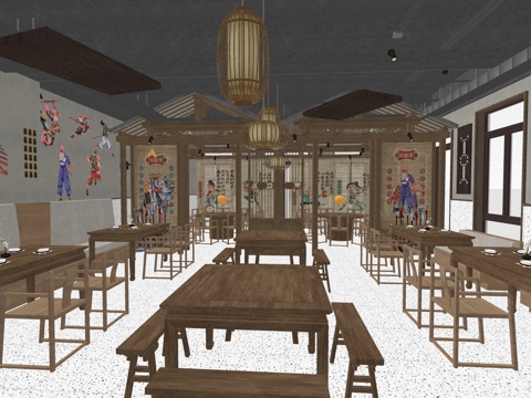  特色中餐厅江湖菜su模型 