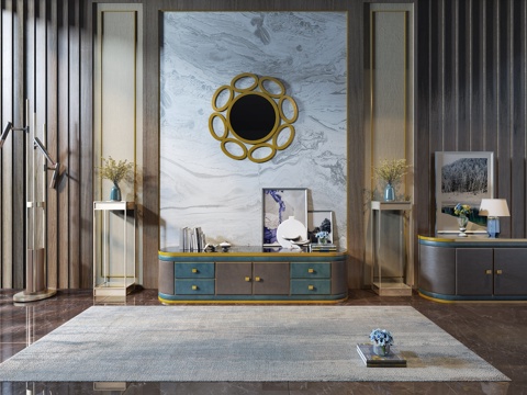  后现代电视柜 边柜 装饰品3d模型 