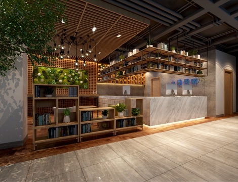  现代网吧网咖前台收银台3d模型 