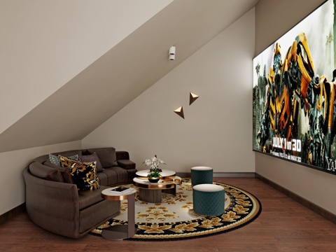  现代影音室3d模型 