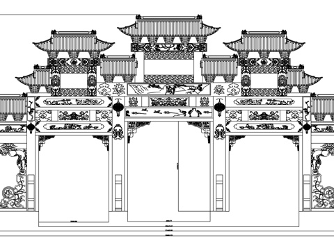  石牌坊cad施工图 