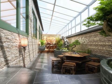  传统中式阳光房3d模型 