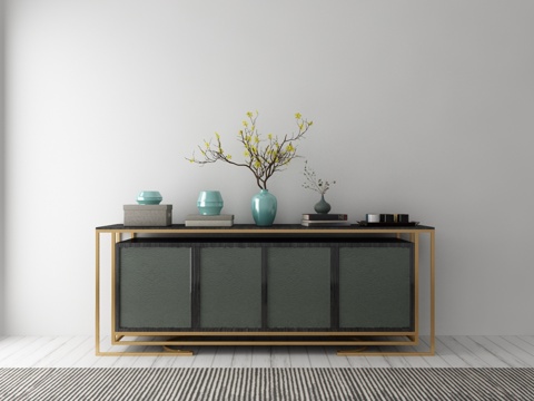  现代装饰柜摆件组合3d模型 