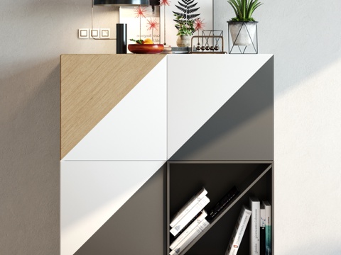  北欧装饰柜 摆件组合3d模型 