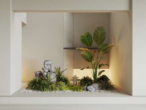  现代室内植物景观3d模型 