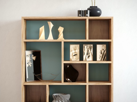  现代简约 木质装饰柜 摆件组合3d模型 