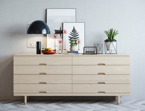  现代简约装饰柜 储物柜 摆件组合3d模型 