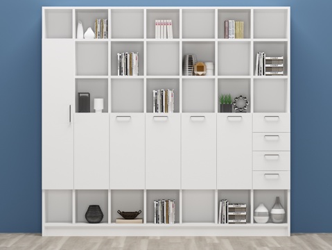  现代书柜 书架 装饰柜 边柜3d模型 