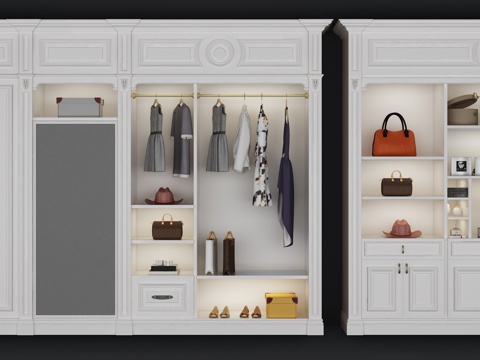  欧式衣柜组合3d模型 