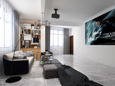  现代休息投影室3d模型 