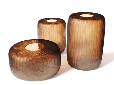  现代 Guaxs 橙色烟雾玻璃花瓶3d模型 