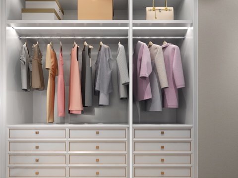  现代衣柜 衣服3d模型 