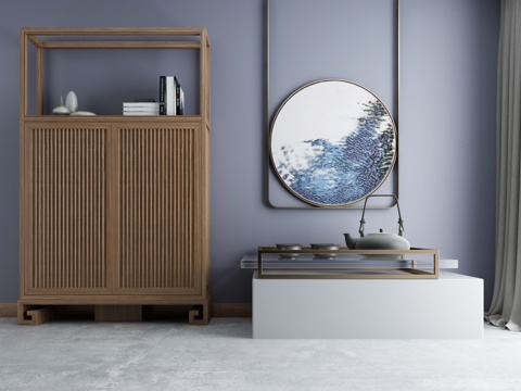  新中式禅意中式摆件中式衣柜3d模型 