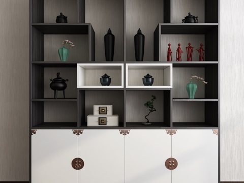  新中式装饰柜3d模型 