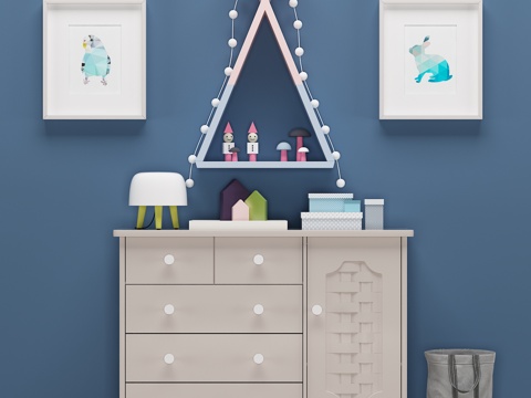  鞋柜 装饰柜 边柜 装饰画 摆件3d模型 