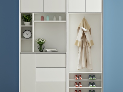  北欧衣柜 鞋柜 衣服 鞋 摆件3d模型 