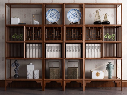  新中式装饰柜3d模型 