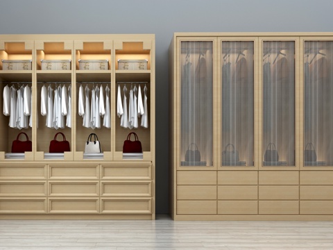  新中式衣柜3d模型 