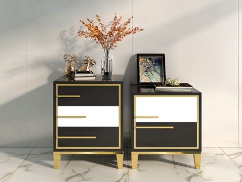  后现代装饰柜 边柜 柜子 床头柜 角几3d模型 