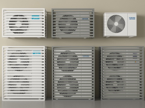  现代空调外机 外机罩 保护罩 百叶格栅3d模型 