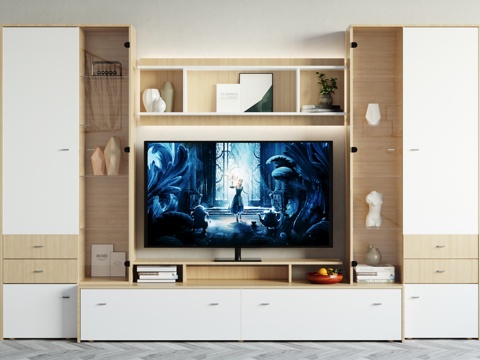  现代电视柜摆件组合3d模型 