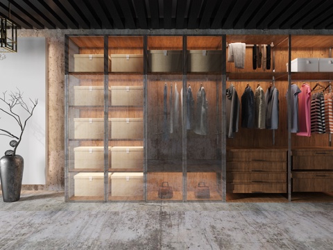  现代衣柜陈设3d模型 