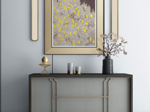  新中式玄关柜组合3d模型 