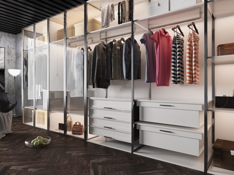  现代衣柜陈设衣橱3d模型 