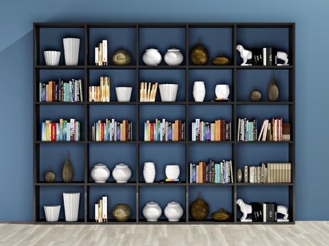  现代装饰柜 书柜 书架 饰品柜3d模型 
