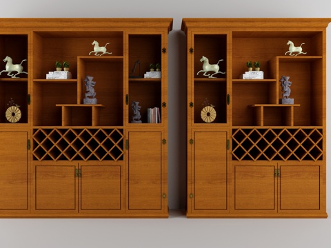  传统中式酒柜3d模型 