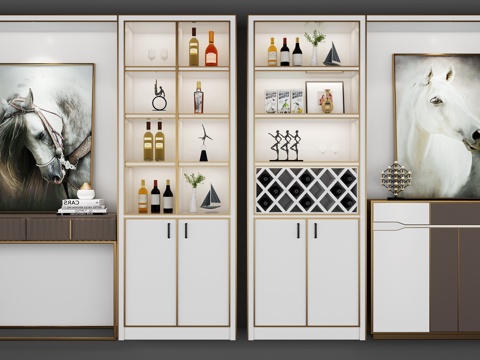  现代酒柜组合3d模型 