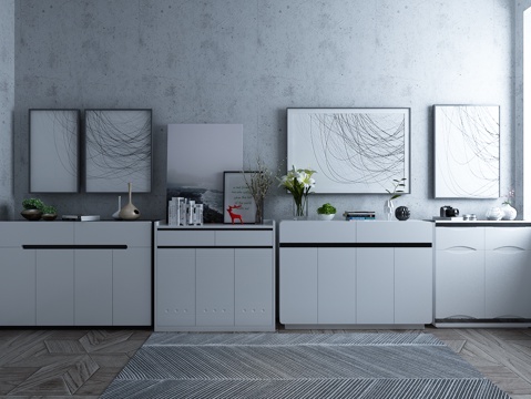  北欧鞋柜 装饰柜 边柜 装饰画 摆件3d模型 