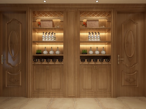  欧式简约酒柜3d模型 