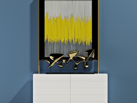  现代装饰柜 边柜 装饰画 摆件3d模型 