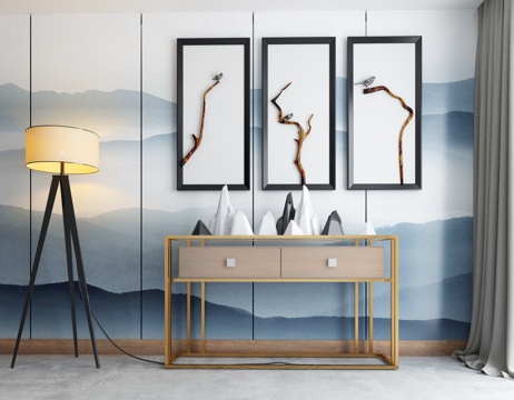  新中式装书柜组合3d模型 