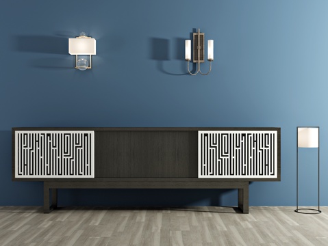  新中式装饰柜 边柜 电视柜3d模型 