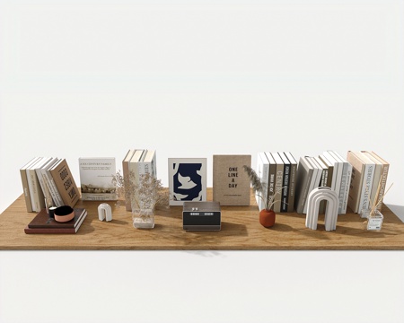  书籍本花瓶花卉花艺 插花 鲜花书本3d模型 