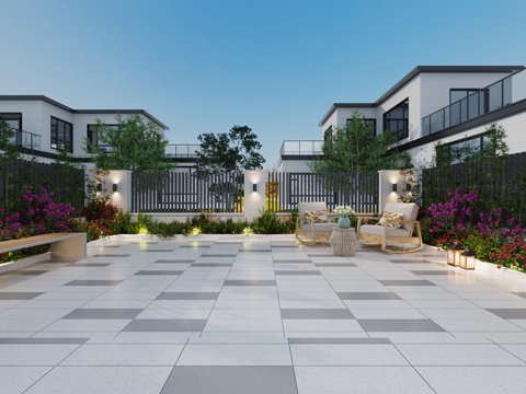  现代庭院景观3d模型 