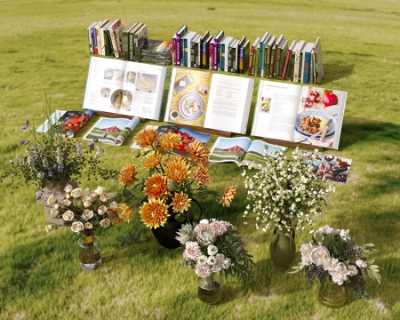  书籍本花瓶花卉花艺 插花 鲜花书本3d模型 