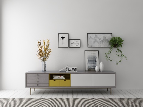  现代装饰柜摆件3d模型 