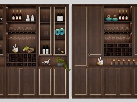  新中式酒柜组合3d模型 