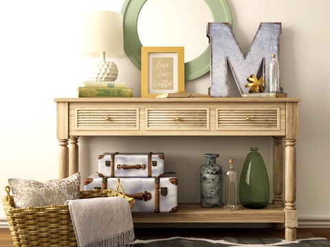  现代美式装饰柜子 装饰品 服饰组合3d模型 