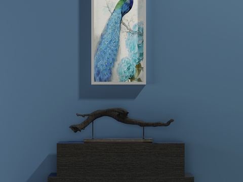  新中式装饰柜 边柜 装饰品 玄关 装饰画3d模型 